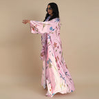Muslim Women Printed Cardigan Open Abaya Dress With Matching Hijab #25252