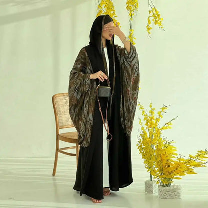 عباية نسائية مسلمة مفتوحة مع حجاب متناسق #25243