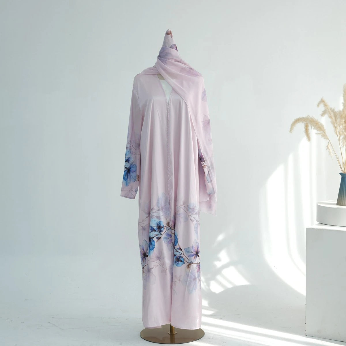 Middle East Arba Dubai Printed Open Abaya Dress With Hijab #251118