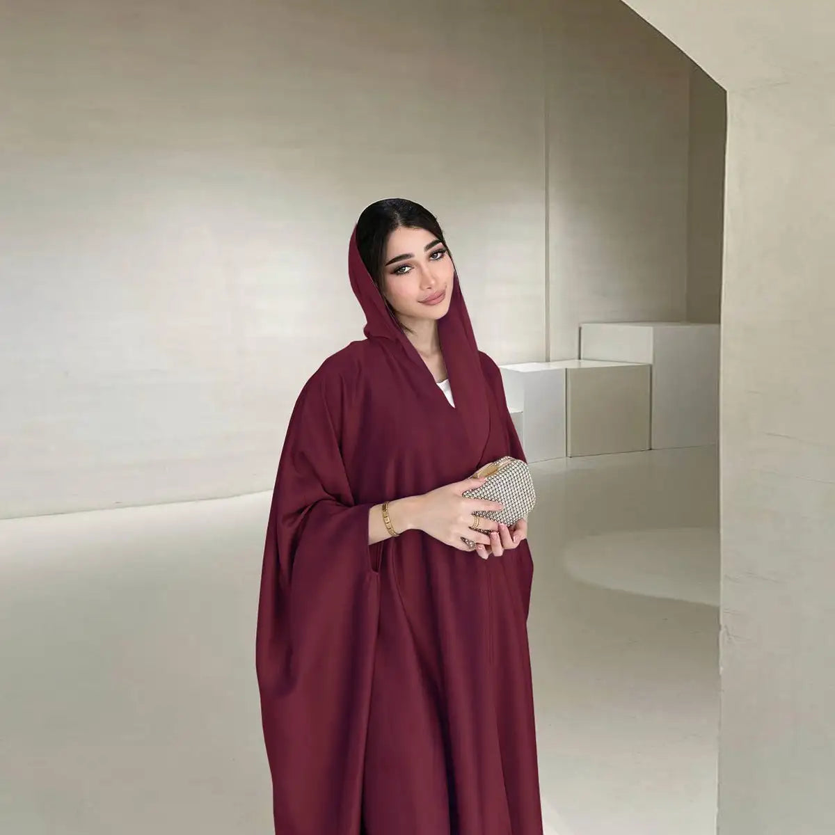فستان عباية مفتوح بأكمام فراشة للنساء المسلمات