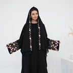 Nida Embroidery Sleeve Open Abaya Dress With Matching Hijab #251051