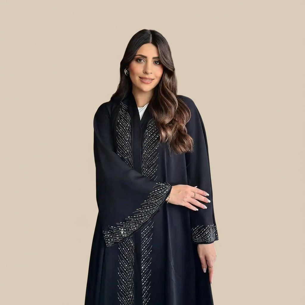 Muslim Women Hotfix Rhinestones Cardigan Open Abaya Dress #25251