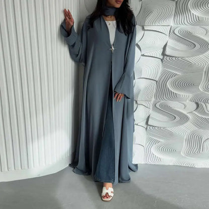 Satin Cardigan Open Abaya Dress #25218