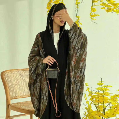 عباية نسائية مسلمة مفتوحة مع حجاب متناسق #25243