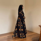 Muslim Women Printed Cardigan Open Abaya Dress With Matching Hijab #25254