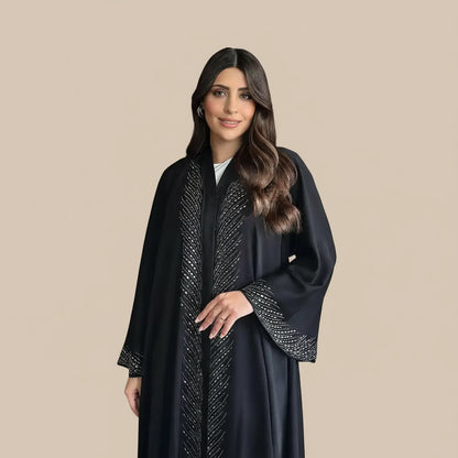 Muslim Women Hotfix Rhinestone Cardigan Open Abaya Dress #25251