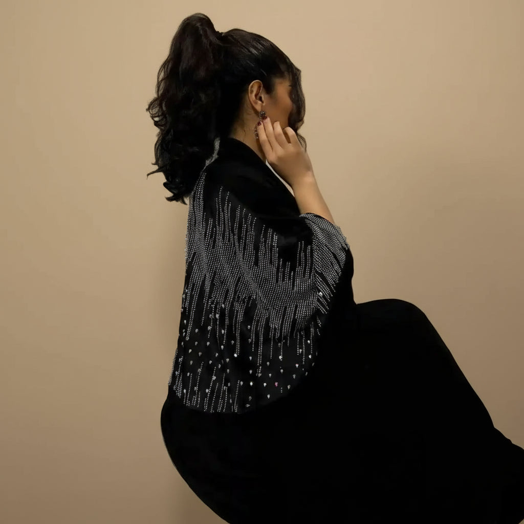 Muslim Women Hotfix Rhinestones Cardigan Open Abaya Dress #25212