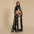 With Matching Hijab Printed Cardigan Open Abaya Dress For Muslim Women #25238