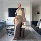 Muslim Women 2 Pieces Set Open Abaya Dress With Skirt #251072