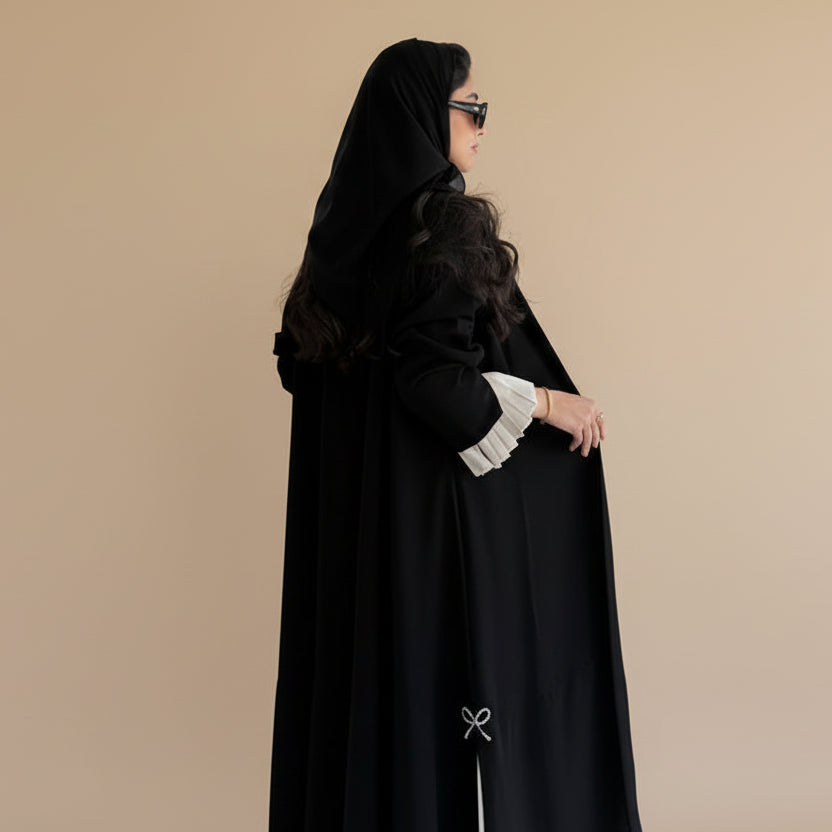Muslim Women Pleated Cardigan Open Abaya Dress #25249