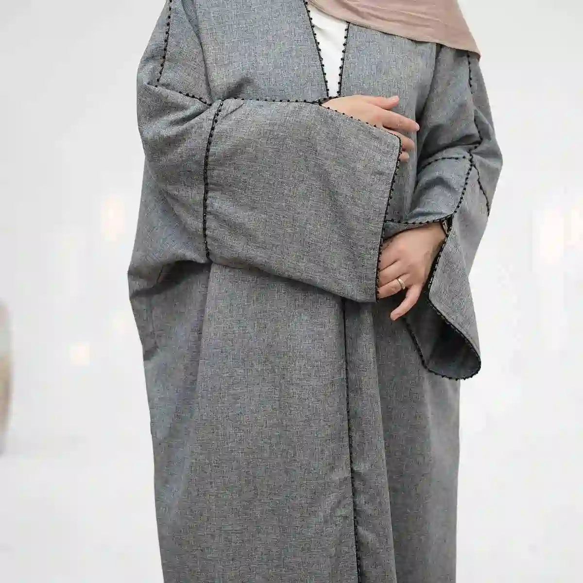فستان عباية مفتوح من الخرز #24849