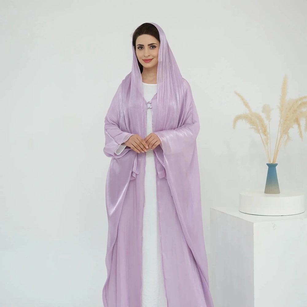 Summer Shiny Open Abaya Dress With Matching Hijab #251022