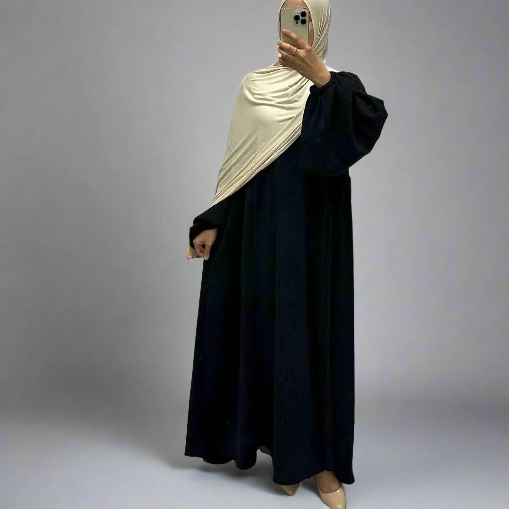 فستان عباية مخملي سميك للشتاء والخريف