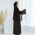 Hand-stitched Beads Nida Open Abaya Dress #25864