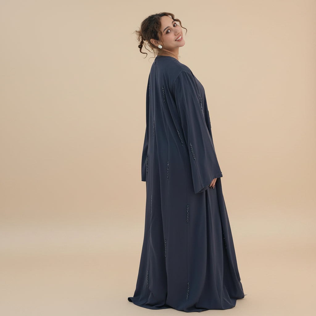 Hand beading Open Abaya Dress For Women - Coffee/Black/Dark Gray/Pink - #261106