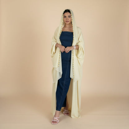 Muslim Women Patchwork Floral Open Abaya Dress With A Matching Hijab #26303