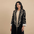 Muslim Women Velvet Embroidery Open Abaya Dress #26263