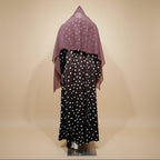 Muslim Women Polka Dot Printed Open Abaya Dress With Matching Hijab #26277