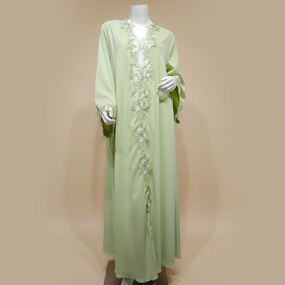 عباية نسائية مفتوحة بتطريزات الزهور والتصاميم المتقاطعة #26276