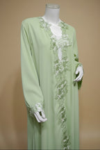 Muslim Women Patchwork Flower Embroidery Open Abaya Dress #26276