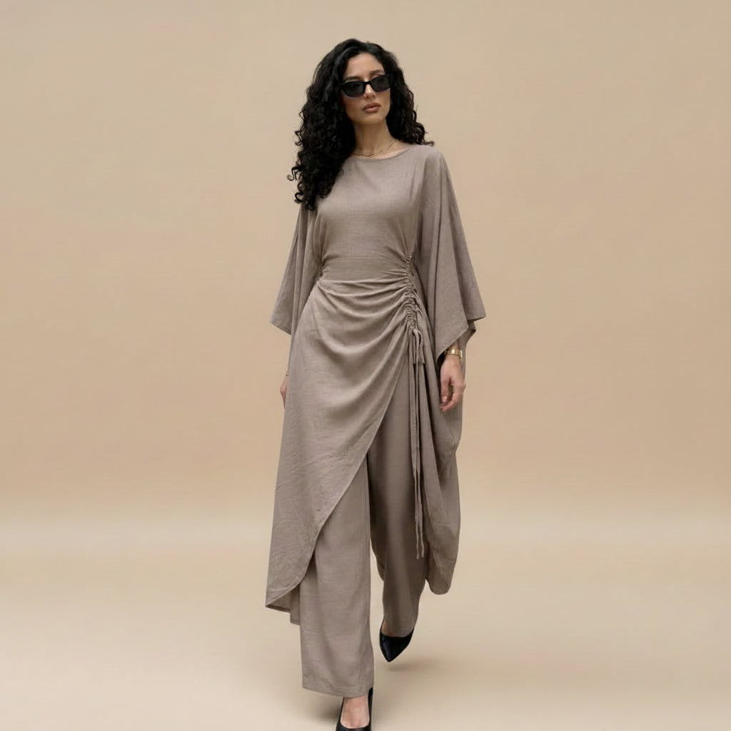 Muslim Women Daily Wear 2 Pieces Tops And Pants Suit Set #261345