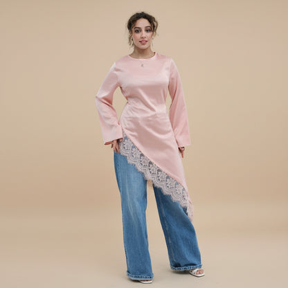Muslim Women Laced Tops And Skirt - Daily Wear Abaya Dress - #261185