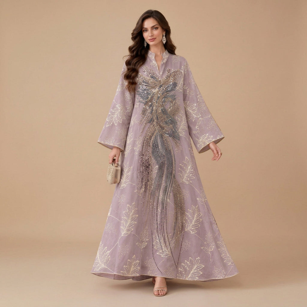 Eid Dress Muslim Women Sequins Beads Caftan Kaftan Dress Jalabiya #26N367