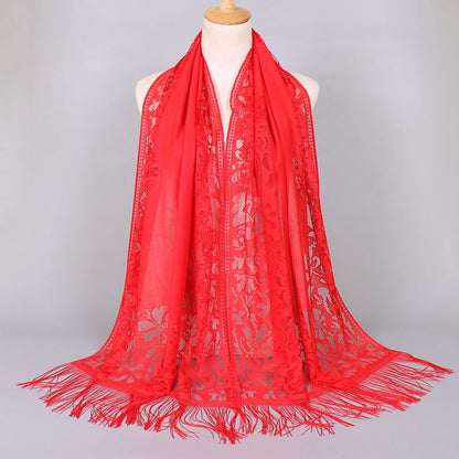 Muslim Women Lace Hollow Tassel Hijab Scarf #26VS068
