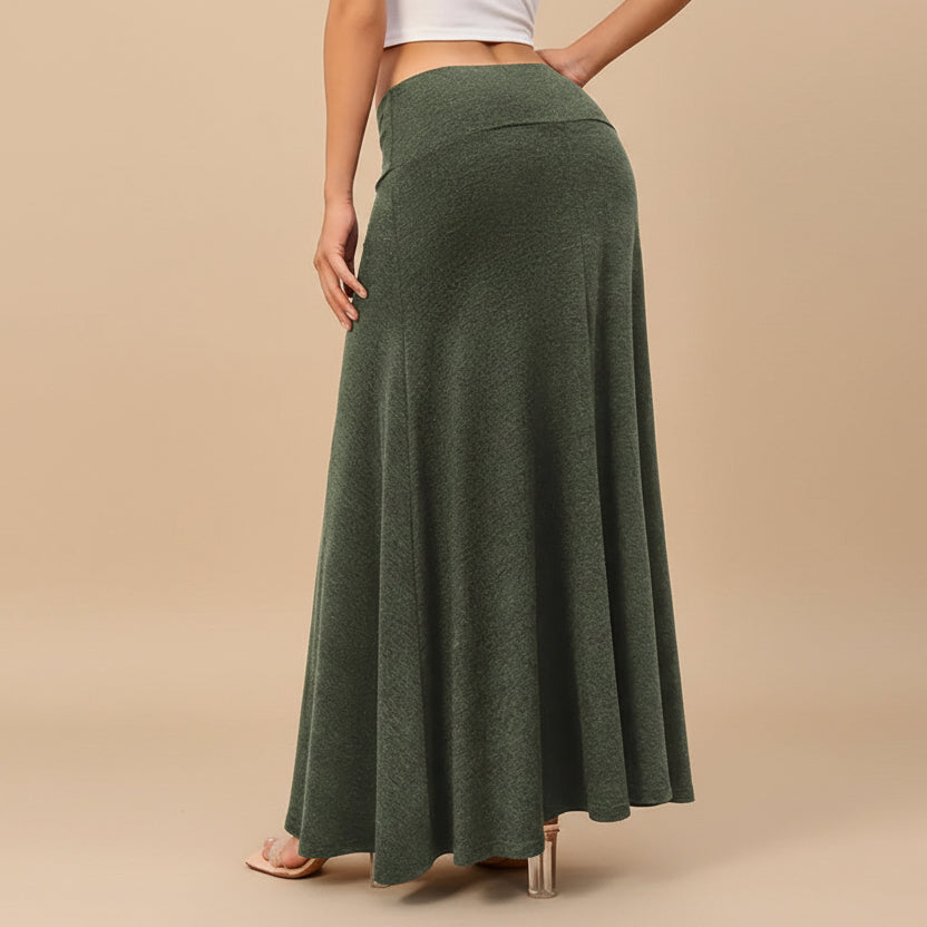 Plain Solid Color Knitted Modest Skirt #2606351