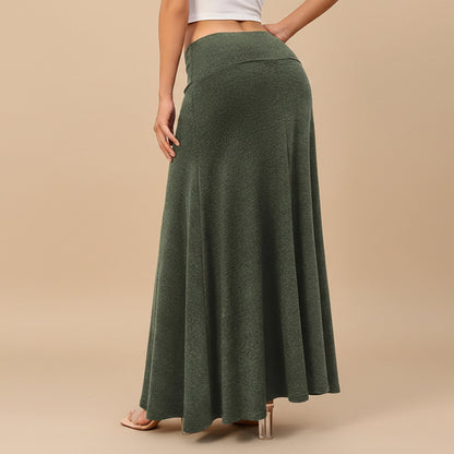 Plain Solid Color Knitted Modest Skirt #2606351
