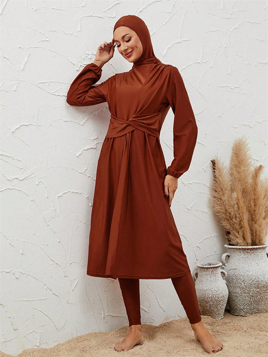 طقم ملابس سباحة بوركيني مكون من 3 قطع للنساء المسلمات، ملابس سباحة حلال #2611036