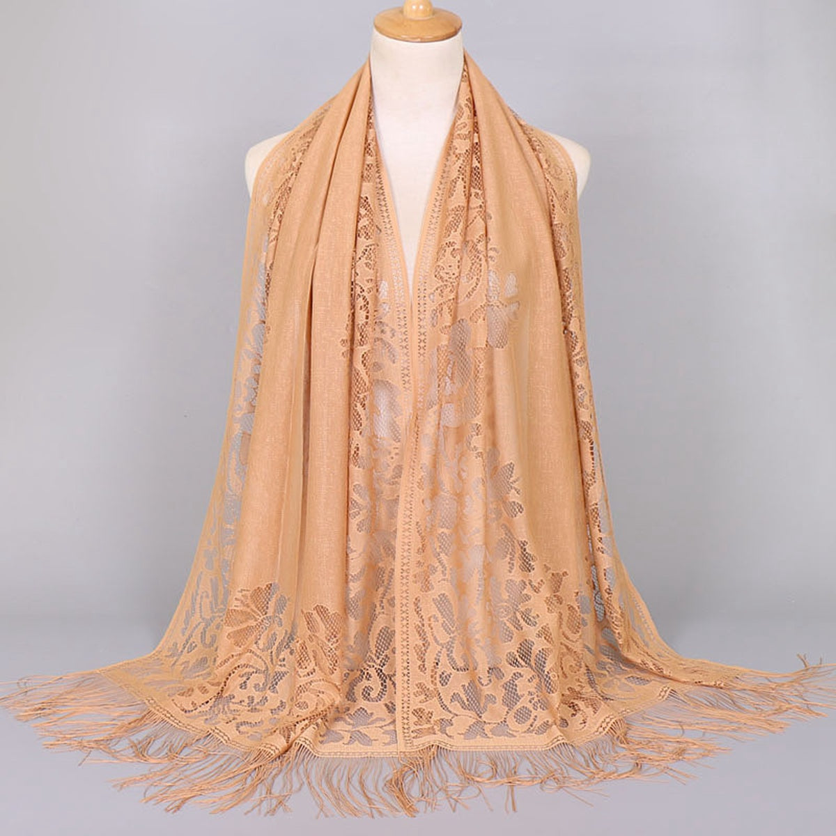 Muslim Women Lace Hollow Tassel Hijab Scarf #26VS068