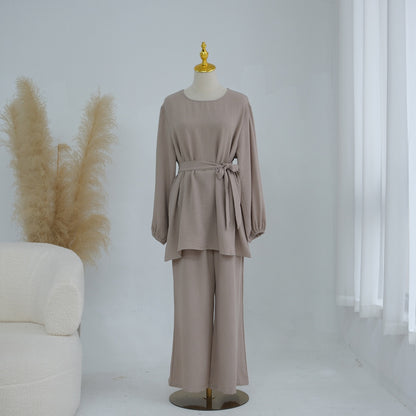 Daily Wear Muslim Women 2 Pieces Set Tops And Pants Suit Set #251325