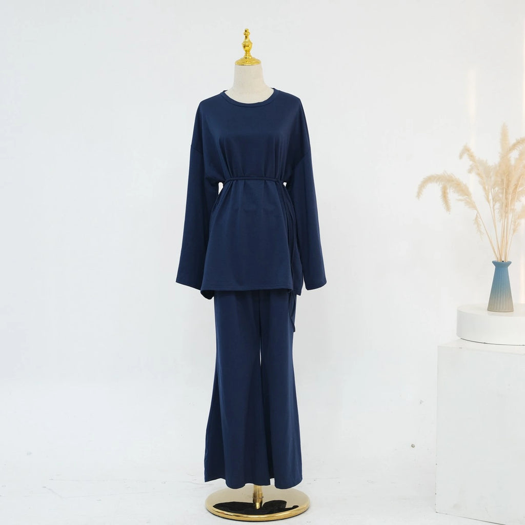 Muslim Women Daily Wear 2 Pieces Set Tops And Pants Suit Set #251131