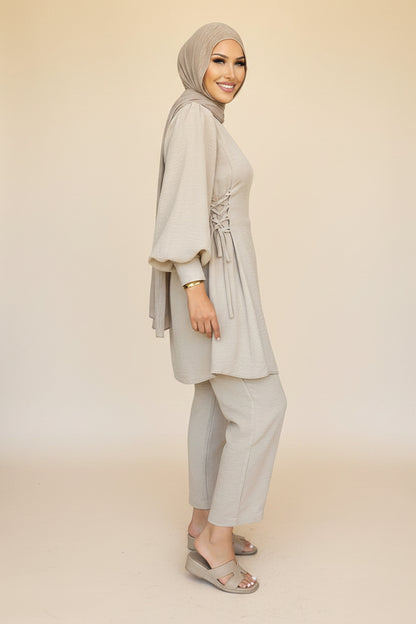 Muslim Women 2 Pieces Tops And Pants Suit Set - Daily Wear - #261215