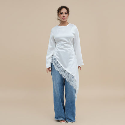 Muslim Women Laced Tops And Skirt - Daily Wear Abaya Dress - #261185
