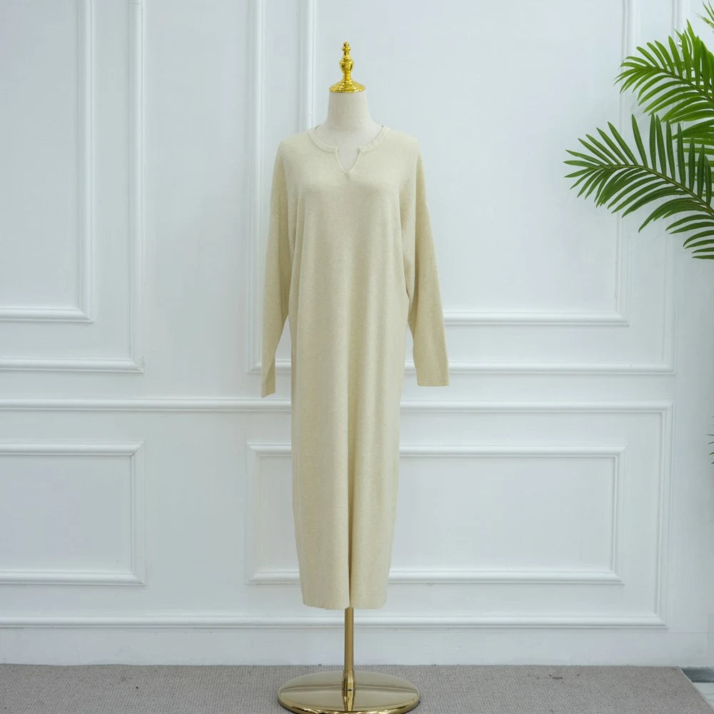 Winter Fall Heavy Thick Knitted Abaya Dress #25W011