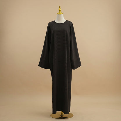 Muslim Women Winter Fall Thick Diamond Jacquard Abaya Dress #261412