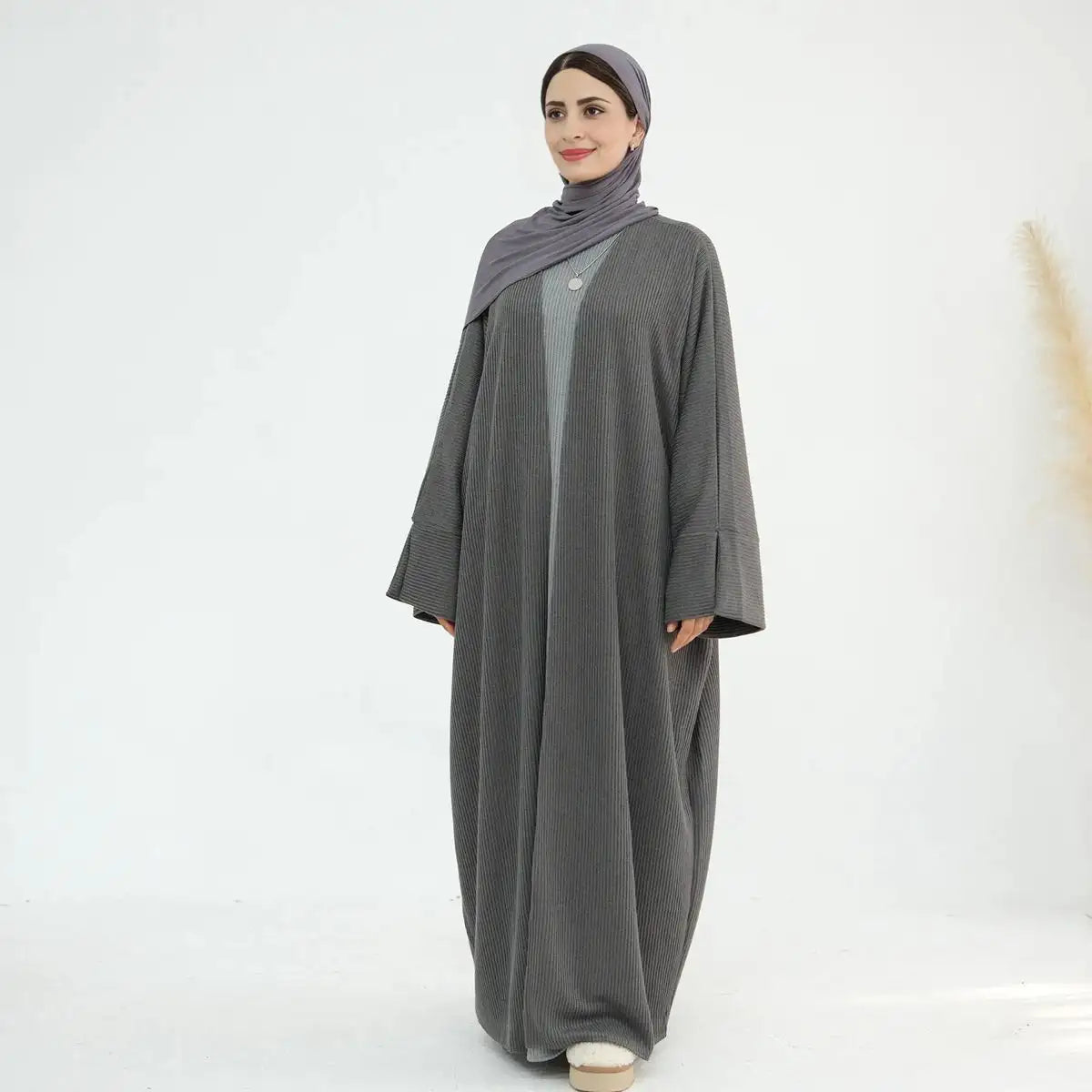 Thick Knitted Winter Fall Open Abaya Coat
