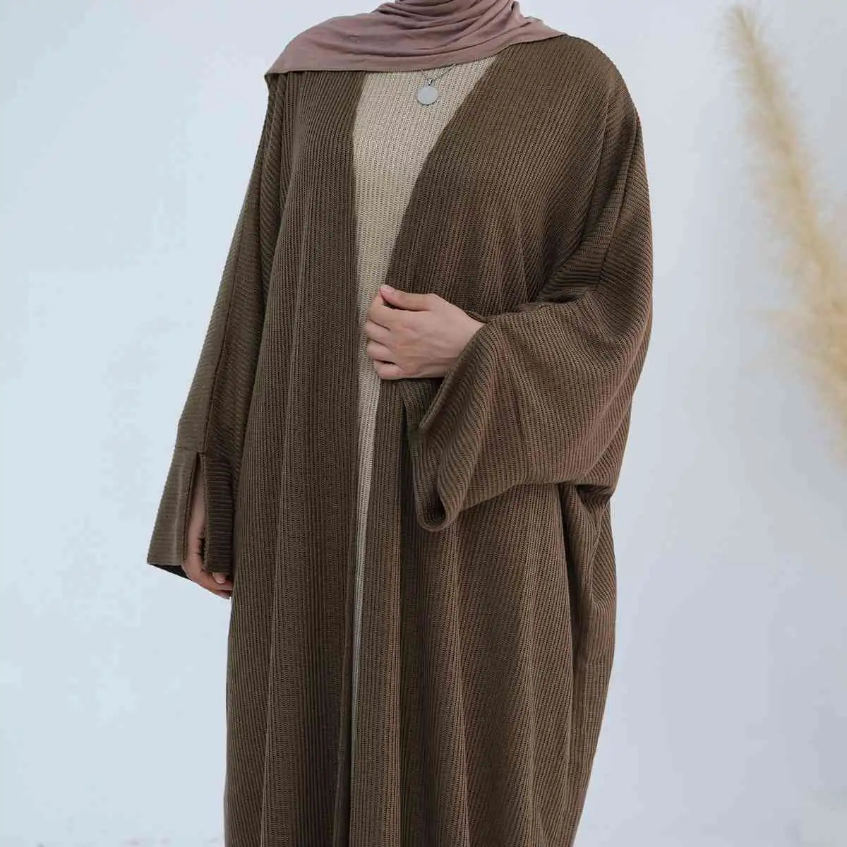 Thick Knitted Winter Fall Open Abaya Coat