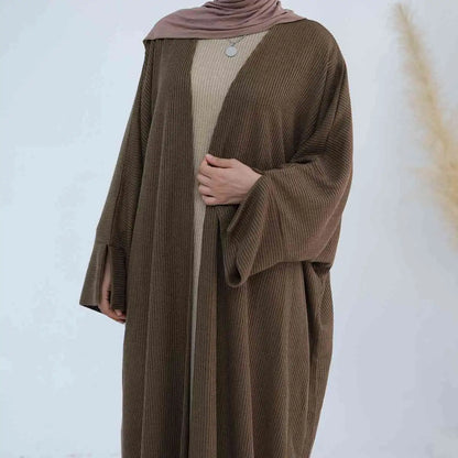 Thick Knitted Winter Fall Open Abaya Coat