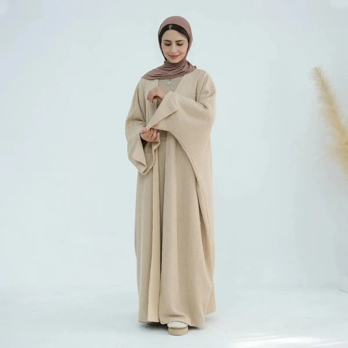 Thick Knitted Winter Fall Open Abaya Coat
