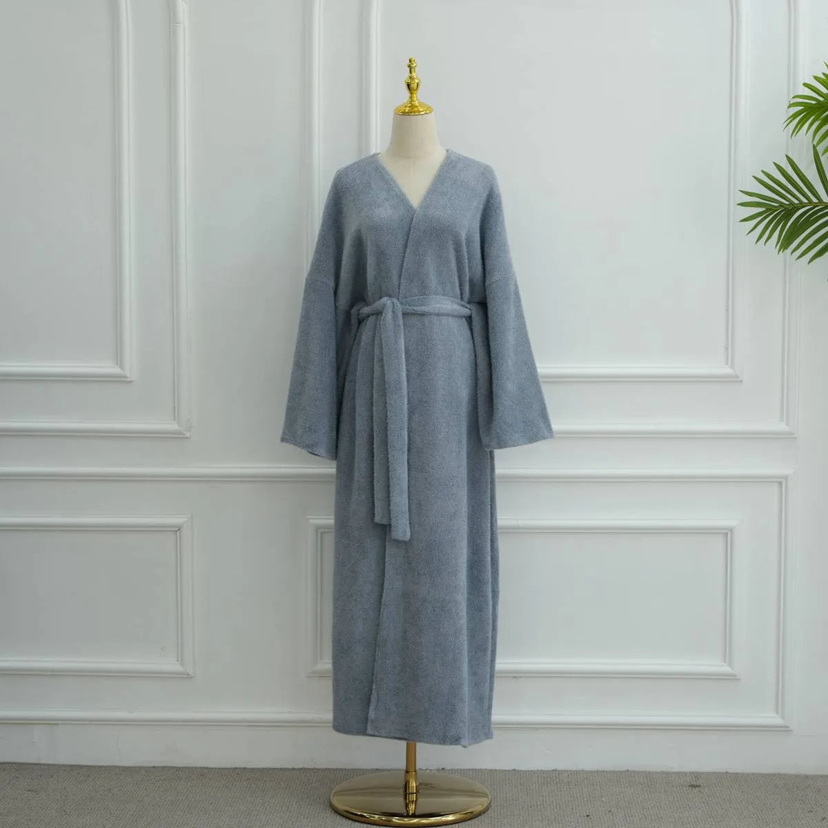 Winter Fall Thick Velvet Open Abaya Dress For Muslim Women #251125