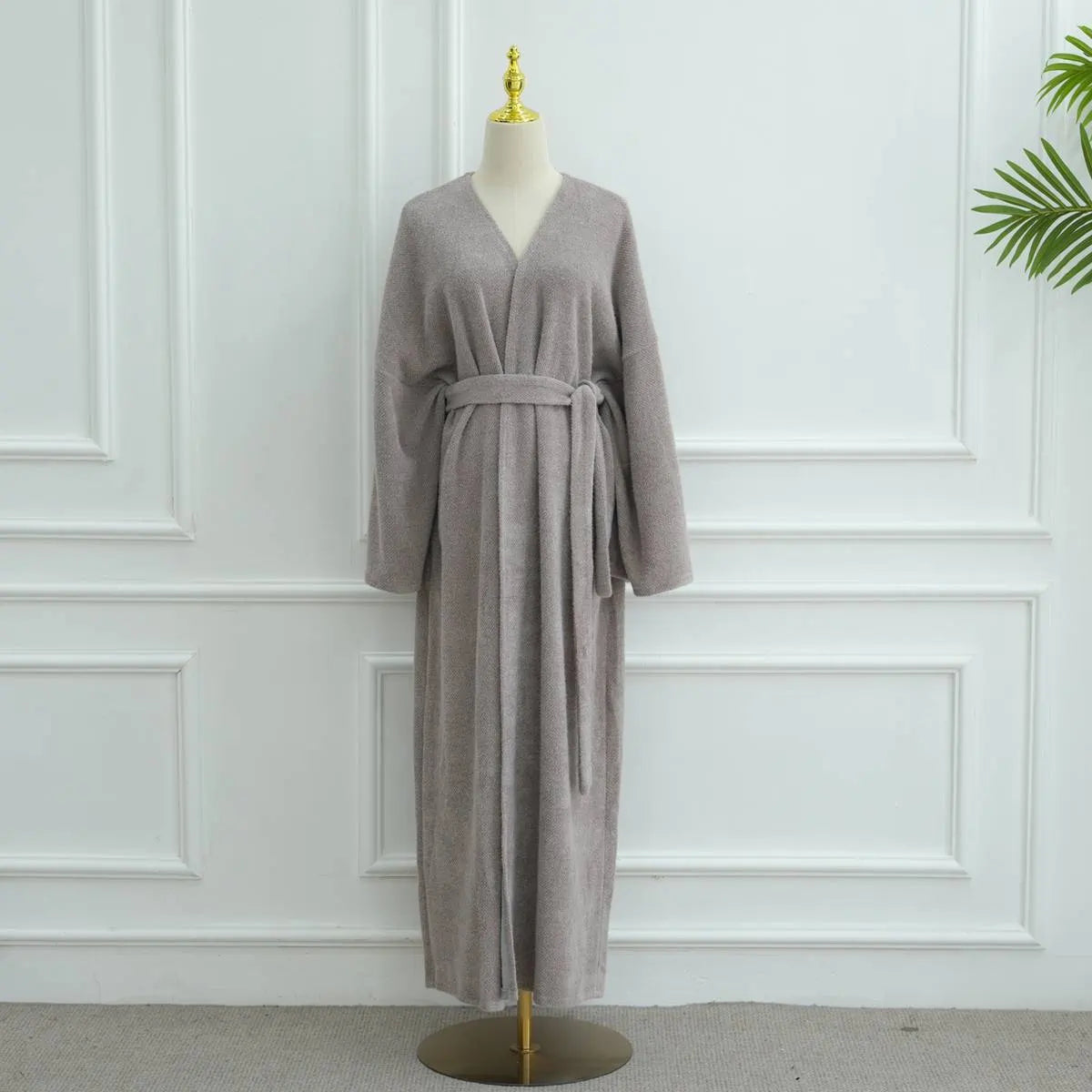 Winter Fall Thick Velvet Open Abaya Dress For Muslim Women #251125