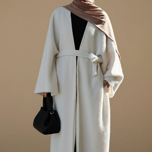 عباية مفتوحة من المخمل السميك مناسبة للشتاء والخريف للنساء المسلمات #251125