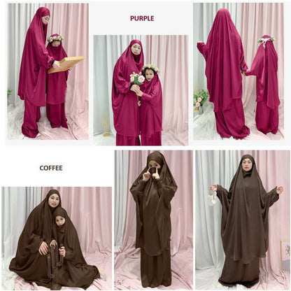 Muslim Women Prayer Dress Jilbab Robe Mother And Daughter Girl Matching Outfits