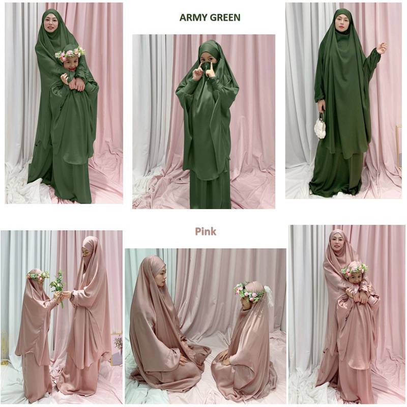 Muslim Women Prayer Dress Jilbab Robe Mother And Daughter Girl Matching Outfits