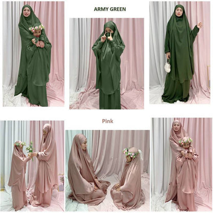 Muslim Women Prayer Dress Jilbab Robe Mother And Daughter Girl Matching Outfits