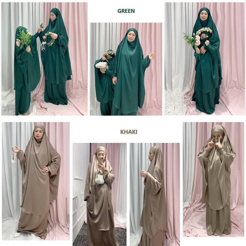 Muslim Women Prayer Dress Jilbab Robe Mother And Daughter Girl Matching Outfits