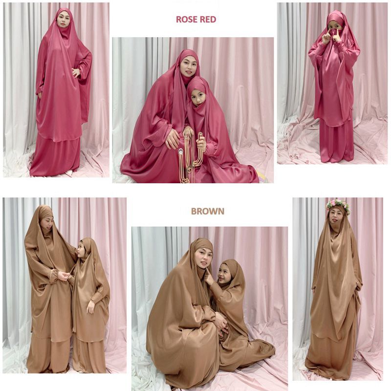 Muslim Women Prayer Dress Jilbab Robe Mother And Daughter Girl Matching Outfits